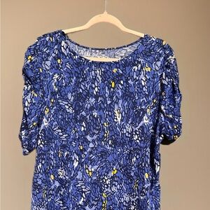 Izod Abstract Blue and Yellow Blouse